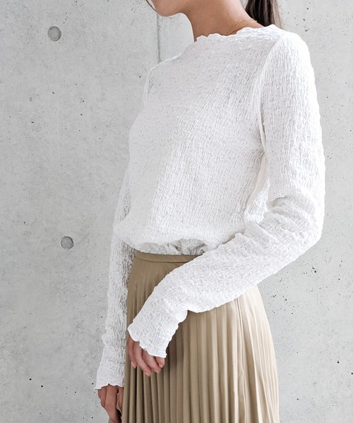 Per sist ence(パーシエンス)の「フクレジャガード ロングスリーブプルオーバー(Tシャツ/カットソー・レディース・ブラック/オフホワイト/アイボリー/グレー・FREE)」の6枚目の写真