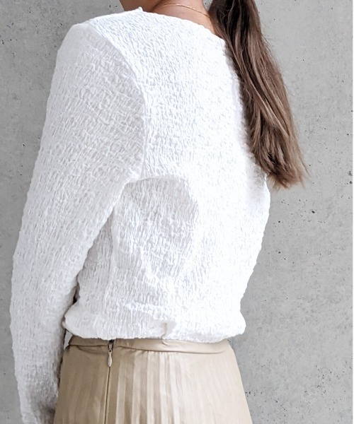 Per sist ence(パーシエンス)の「フクレジャガード ロングスリーブプルオーバー(Tシャツ/カットソー・レディース・ブラック/オフホワイト/アイボリー/グレー・FREE)」の8枚目の写真