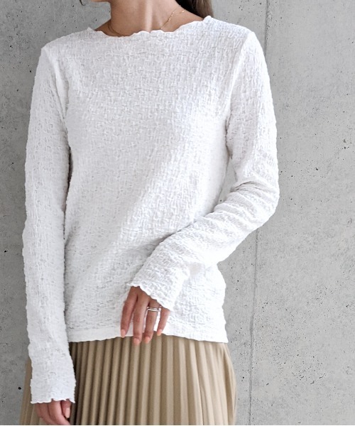 Per sist ence(パーシエンス)の「フクレジャガード ロングスリーブプルオーバー(Tシャツ/カットソー・レディース・ブラック/オフホワイト/アイボリー/グレー・FREE)」の16枚目の写真