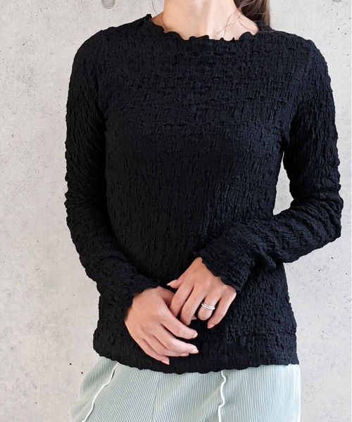 Per sist ence(パーシエンス)の「フクレジャガード ロングスリーブプルオーバー(Tシャツ/カットソー・レディース・ブラック/オフホワイト/アイボリー/グレー・FREE)」の17枚目の写真