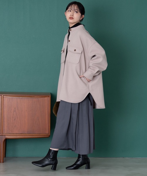 Aunt Marie's（アントマリーズ）の「バンドカラーメルトンCPOシャツ（カバーオール・レディース・オリーブ/ベージュ・マルチサイズ）」の16枚目の写真