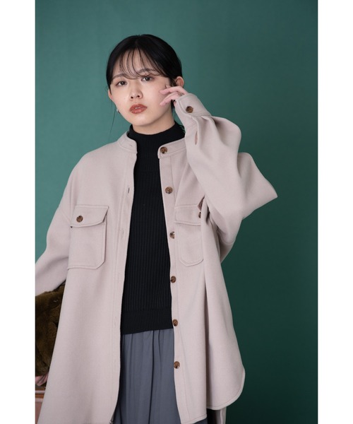 Aunt Marie's（アントマリーズ）の「バンドカラーメルトンCPOシャツ（カバーオール・レディース・オリーブ/ベージュ・マルチサイズ）」の13枚目の写真