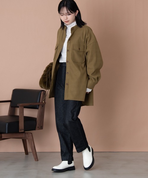 Aunt Marie's（アントマリーズ）の「バンドカラーメルトンCPOシャツ（カバーオール・レディース・オリーブ/ベージュ・マルチサイズ）」の11枚目の写真