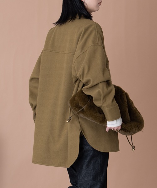 Aunt Marie's（アントマリーズ）の「バンドカラーメルトンCPOシャツ（カバーオール・レディース・オリーブ/ベージュ・マルチサイズ）」の5枚目の写真