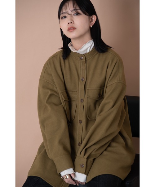 Aunt Marie's（アントマリーズ）の「バンドカラーメルトンCPOシャツ（カバーオール・レディース・オリーブ/ベージュ・マルチサイズ）」の19枚目の写真