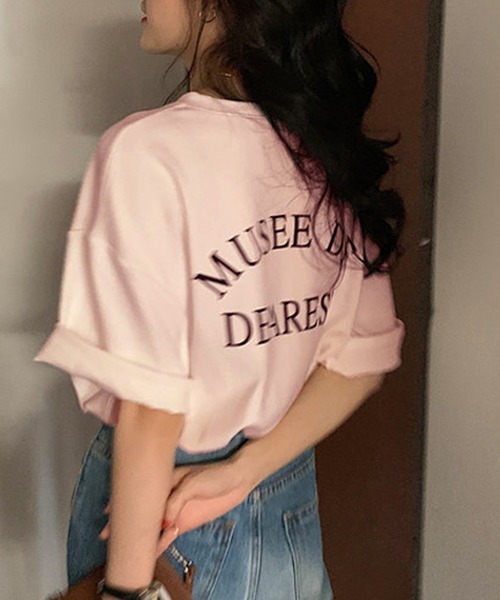 Bifrost（ビフレスト）の「バックロゴビッグシルエットTシャツ（Tシャツ/カットソー・レディース・ホワイト/ブラック/グレー/オレンジ/ブルー/アイボリー/ピンクベージュ・F）」の6枚目の写真