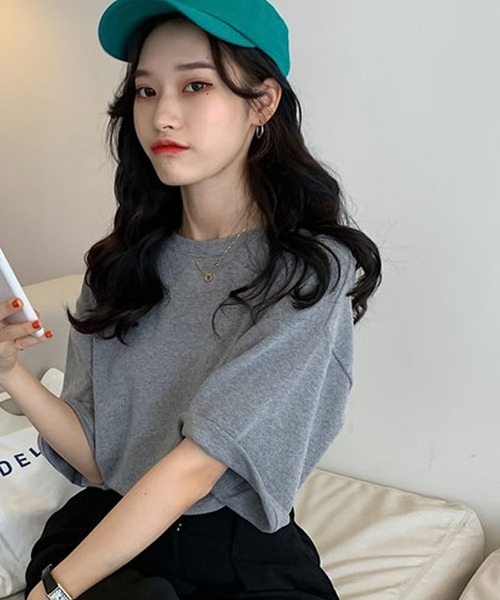 Bifrost（ビフレスト）の「バックロゴビッグシルエットTシャツ（Tシャツ/カットソー・レディース・ホワイト/ブラック/グレー/オレンジ/ブルー/アイボリー/ピンクベージュ・F）」の10枚目の写真