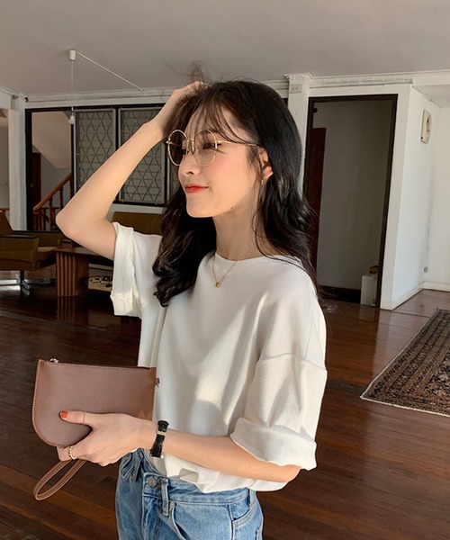 Bifrost（ビフレスト）の「バックロゴビッグシルエットTシャツ（Tシャツ/カットソー・レディース・ホワイト/ブラック/グレー/オレンジ/ブルー/アイボリー/ピンクベージュ・F）」の11枚目の写真