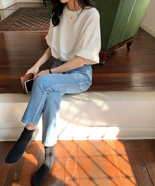 Bifrost（ビフレスト）の「バックロゴビッグシルエットTシャツ（Tシャツ/カットソー・レディース・ホワイト/ブラック/グレー/オレンジ/ブルー/アイボリー/ピンクベージュ・F）」の17枚目の写真