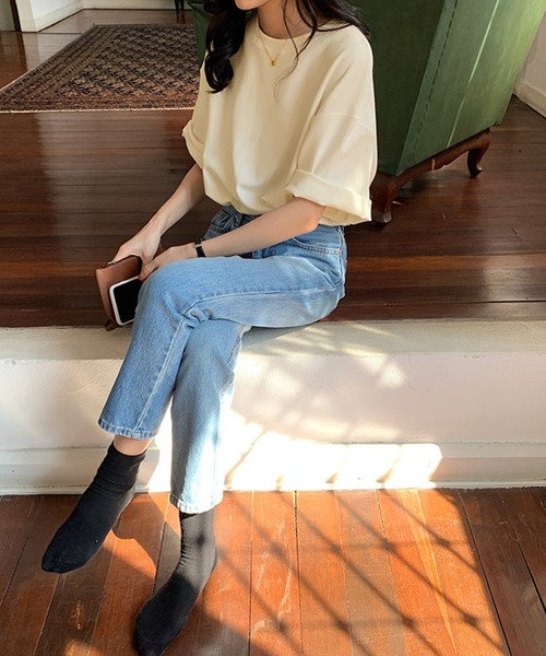 Bifrost（ビフレスト）の「バックロゴビッグシルエットTシャツ（Tシャツ/カットソー・レディース・ホワイト/ブラック/グレー/オレンジ/ブルー/アイボリー/ピンクベージュ・F）」の19枚目の写真