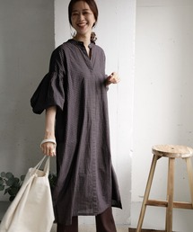 URBAN RESEARCH DOORS | チェックギャザースリーブワンピース(ワンピース)