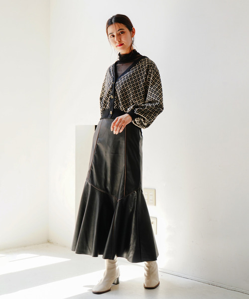 VENCEEXCHANGE（ヴァンスエクスチェンジ）の「【メディア紹介商品】合皮切り替えマーメイドスカート（スカート・レディース・ブラック/ブラウン・M）」の13枚目の写真