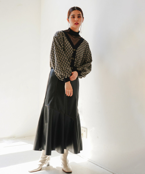 VENCEEXCHANGE（ヴァンスエクスチェンジ）の「【メディア紹介商品】合皮切り替えマーメイドスカート（スカート・レディース・ブラック/ブラウン・M）」の14枚目の写真