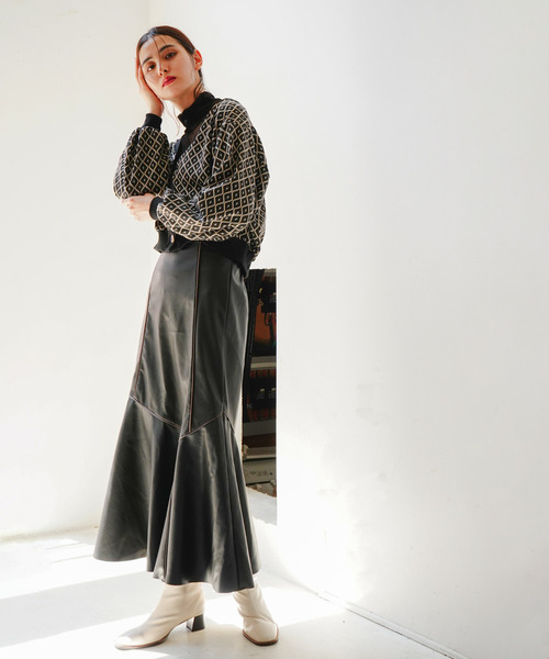 VENCEEXCHANGE（ヴァンスエクスチェンジ）の「【メディア紹介商品】合皮切り替えマーメイドスカート（スカート・レディース・ブラック/ブラウン・M）」の16枚目の写真