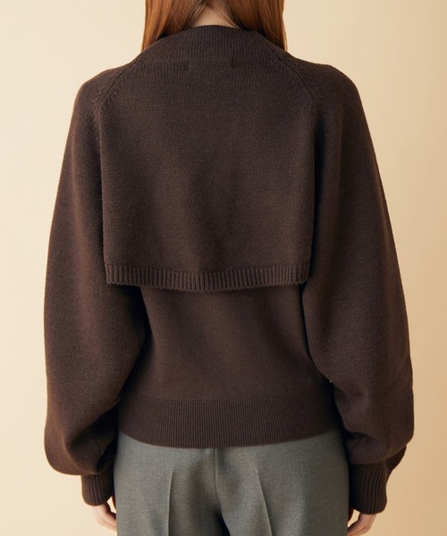 MADEMOISELLE ROPE'（マドモアゼル ロペ）の「【3WAY】ショートニット+パフスリーブニット（ニット/セーター・レディース・ダークブラウン/ピンク・38）」の10枚目の写真