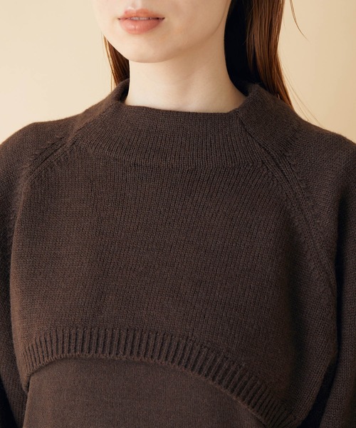 MADEMOISELLE ROPE'（マドモアゼル ロペ）の「【3WAY】ショートニット+パフスリーブニット（ニット/セーター・レディース・ダークブラウン/ピンク・38）」の19枚目の写真