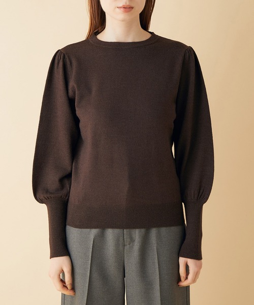 MADEMOISELLE ROPE'（マドモアゼル ロペ）の「【3WAY】ショートニット+パフスリーブニット（ニット/セーター・レディース・ダークブラウン/ピンク・38）」の17枚目の写真