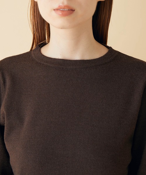MADEMOISELLE ROPE'（マドモアゼル ロペ）の「【3WAY】ショートニット+パフスリーブニット（ニット/セーター・レディース・ダークブラウン/ピンク・38）」の13枚目の写真