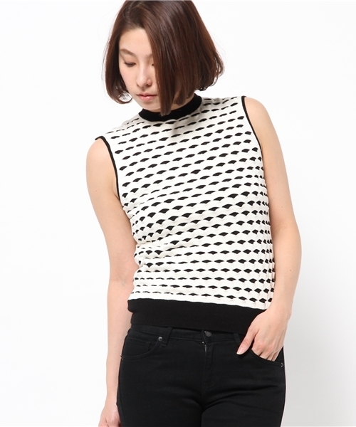 Demi-Luxe BEAMS（デミルクス ビームス）の「ELIN / ジャカード クルーネック ベスト（ニット/セーター・レディース・ブラック・ONE SIZE）」の9枚目の写真