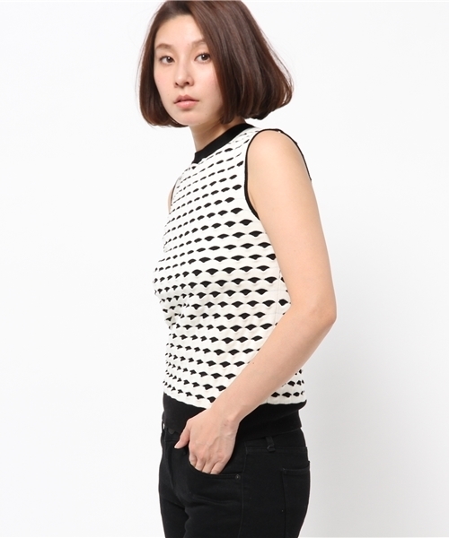 Demi-Luxe BEAMS（デミルクス ビームス）の「ELIN / ジャカード クルーネック ベスト（ニット/セーター・レディース・ブラック・ONE SIZE）」の4枚目の写真