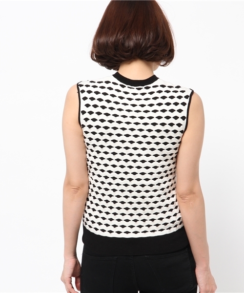 Demi-Luxe BEAMS（デミルクス ビームス）の「ELIN / ジャカード クルーネック ベスト（ニット/セーター・レディース・ブラック・ONE SIZE）」の2枚目の写真