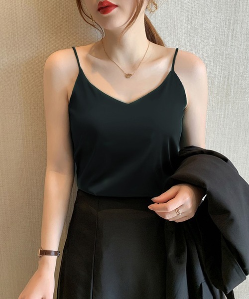 Jasmine Grandiflorum（ジャスミングランディフローラム）の「【Jasmine】セクシーサテンキャミソール (SS)（キャミソール・レディース・ブラック/ホワイト/シャンパン/グレー/ベージュ・MEDIUM/LARGE/SMALL）」の10枚目の写真