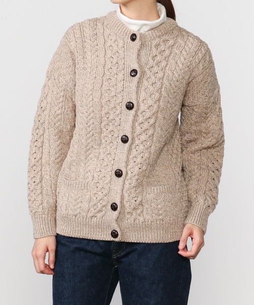 INVERALLAN（インバーアラン）の「【INVERALLAN】アランランバーカーディガン WOMEN（カーディガン/ボレロ・レディース・オートミール/ホワイト・SMALL）」の2枚目の写真