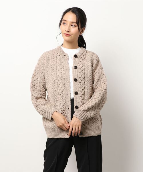 INVERALLAN（インバーアラン）の「【INVERALLAN】アランランバーカーディガン WOMEN（カーディガン/ボレロ・レディース・オートミール/ホワイト・SMALL）」の6枚目の写真