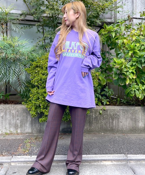 MILKFED.（ミルクフェド）の「FRONT LOGO BIG TOP（Tシャツ/カットソー・レディース・ホワイト/ブラック/パープル・ONE SIZE）」の3枚目の写真