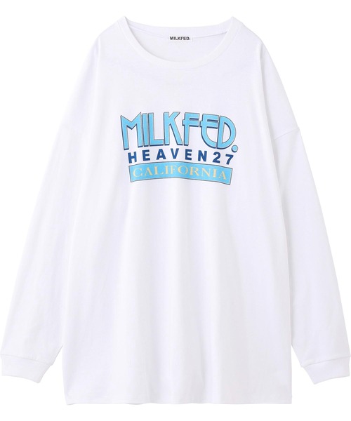 MILKFED.（ミルクフェド）の「FRONT LOGO BIG TOP（Tシャツ/カットソー・レディース・ホワイト/ブラック/パープル・ONE SIZE）」の7枚目の写真
