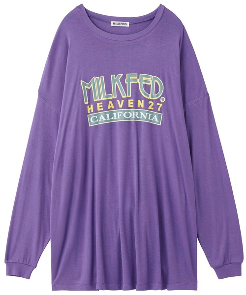 MILKFED.（ミルクフェド）の「FRONT LOGO BIG TOP（Tシャツ/カットソー・レディース・ホワイト/ブラック/パープル・ONE SIZE）」の9枚目の写真