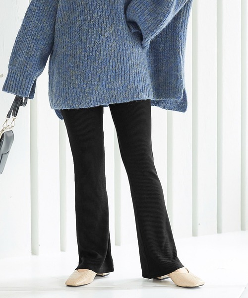 KOBE LETTUCE（コウベレタス）の「[ &HEAT ]　微起毛あったかリブカットレギンス（レギンス/スパッツ・レディース・ブラック系その他/ベージュ系その他/チャコールグレー/グレー系その他/ブラック/グレイッシュベージュ・2/1）」の3枚目の写真