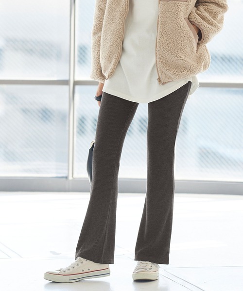 KOBE LETTUCE（コウベレタス）の「[ &HEAT ]　微起毛あったかリブカットレギンス（レギンス/スパッツ・レディース・ブラック系その他/ベージュ系その他/チャコールグレー/グレー系その他/ブラック/グレイッシュベージュ・2/1）」の4枚目の写真