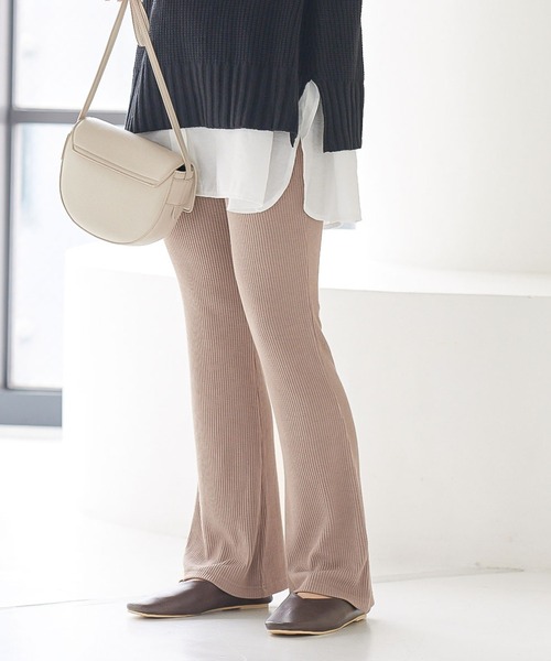 KOBE LETTUCE（コウベレタス）の「[ &HEAT ]　微起毛あったかリブカットレギンス（レギンス/スパッツ・レディース・ブラック系その他/ベージュ系その他/チャコールグレー/グレー系その他/ブラック/グレイッシュベージュ・2/1）」の5枚目の写真