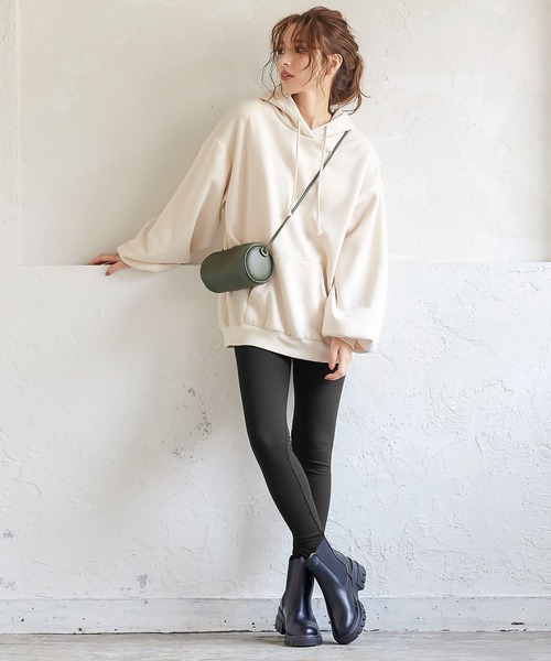 KOBE LETTUCE（コウベレタス）の「[ &HEAT ]　微起毛あったかリブカットレギンス（レギンス/スパッツ・レディース・ブラック系その他/ベージュ系その他/チャコールグレー/グレー系その他/ブラック/グレイッシュベージュ・2/1）」の14枚目の写真