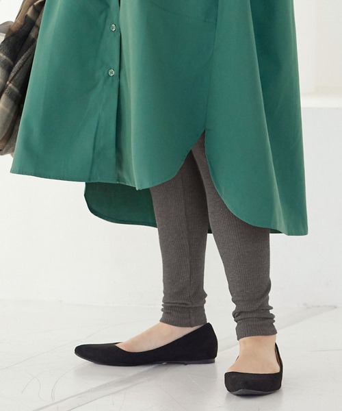 KOBE LETTUCE（コウベレタス）の「[ &HEAT ]　微起毛あったかリブカットレギンス（レギンス/スパッツ・レディース・ブラック系その他/ベージュ系その他/チャコールグレー/グレー系その他/ブラック/グレイッシュベージュ・2/1）」の8枚目の写真