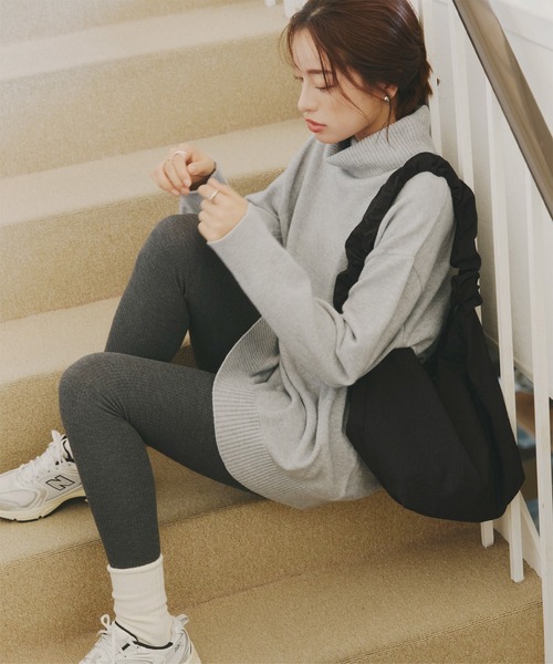 KOBE LETTUCE（コウベレタス）の「[ &HEAT ]　微起毛あったかリブカットレギンス（レギンス/スパッツ・レディース・ブラック系その他/ベージュ系その他/チャコールグレー/グレー系その他/ブラック/グレイッシュベージュ・2/1）」の12枚目の写真