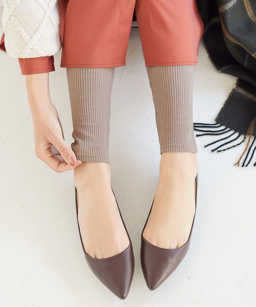 KOBE LETTUCE（コウベレタス）の「[ &HEAT ]　微起毛あったかリブカットレギンス（レギンス/スパッツ・レディース・ブラック系その他/ベージュ系その他/チャコールグレー/グレー系その他/ブラック/グレイッシュベージュ・2/1）」の9枚目の写真