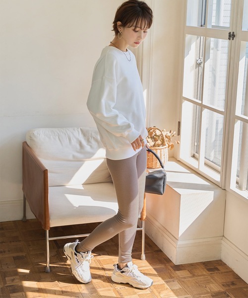 KOBE LETTUCE（コウベレタス）の「[ &HEAT ]　微起毛あったかリブカットレギンス（レギンス/スパッツ・レディース・ブラック系その他/ベージュ系その他/チャコールグレー/グレー系その他/ブラック/グレイッシュベージュ・2/1）」の13枚目の写真