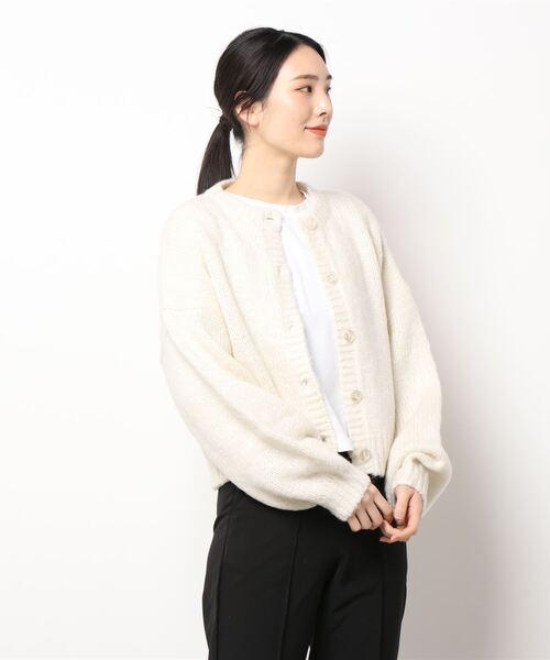 MLI'A(エムリア)の「モヘアタッチニットカーディガン(カーディガン/ボレロ・レディース・イエロー/グリーン/杢グレー/レンガ/ブラック/アイボリー/サックスブルー/パープル系/ライトイエロー/レッド系その他/グリーン系/イエロー系5/アイボリー系/ライトイエロー系/パープル系その他/サックスブルー系2・M)」の4枚目の写真