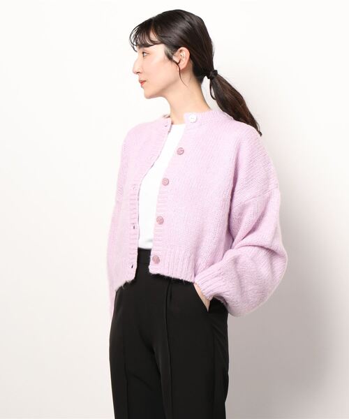 MLI'A(エムリア)の「モヘアタッチニットカーディガン(カーディガン/ボレロ・レディース・イエロー/グリーン/杢グレー/レンガ/ブラック/アイボリー/サックスブルー/パープル系/ライトイエロー/レッド系その他/グリーン系/イエロー系5/アイボリー系/ライトイエロー系/パープル系その他/サックスブルー系2・M)」の9枚目の写真