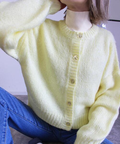 MLI'A(エムリア)の「モヘアタッチニットカーディガン(カーディガン/ボレロ・レディース・イエロー/グリーン/杢グレー/レンガ/ブラック/アイボリー/サックスブルー/パープル系/ライトイエロー/レッド系その他/グリーン系/イエロー系5/アイボリー系/ライトイエロー系/パープル系その他/サックスブルー系2・M)」の12枚目の写真