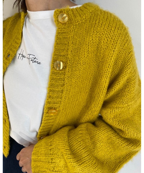 MLI'A(エムリア)の「モヘアタッチニットカーディガン(カーディガン/ボレロ・レディース・イエロー/グリーン/杢グレー/レンガ/ブラック/アイボリー/サックスブルー/パープル系/ライトイエロー/レッド系その他/グリーン系/イエロー系5/アイボリー系/ライトイエロー系/パープル系その他/サックスブルー系2・M)」の11枚目の写真