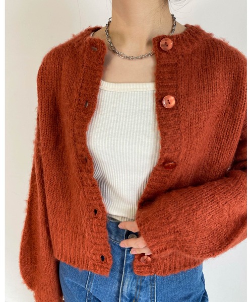 MLI'A(エムリア)の「モヘアタッチニットカーディガン(カーディガン/ボレロ・レディース・イエロー/グリーン/杢グレー/レンガ/ブラック/アイボリー/サックスブルー/パープル系/ライトイエロー/レッド系その他/グリーン系/イエロー系5/アイボリー系/ライトイエロー系/パープル系その他/サックスブルー系2・M)」の16枚目の写真