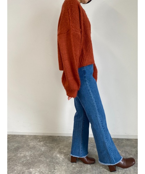 MLI'A(エムリア)の「モヘアタッチニットカーディガン(カーディガン/ボレロ・レディース・イエロー/グリーン/杢グレー/レンガ/ブラック/アイボリー/サックスブルー/パープル系/ライトイエロー/レッド系その他/グリーン系/イエロー系5/アイボリー系/ライトイエロー系/パープル系その他/サックスブルー系2・M)」の20枚目の写真