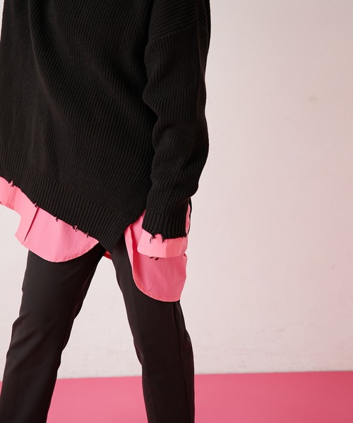 ear PAPILLONNER(イアパピヨネ)の「【SUM1 STYLE】(WEB限定カラーあり)ギザギザダメージニット(ニット/セーター・レディース・ブラック/ピンク/グリーン・FREE)」の20枚目の写真