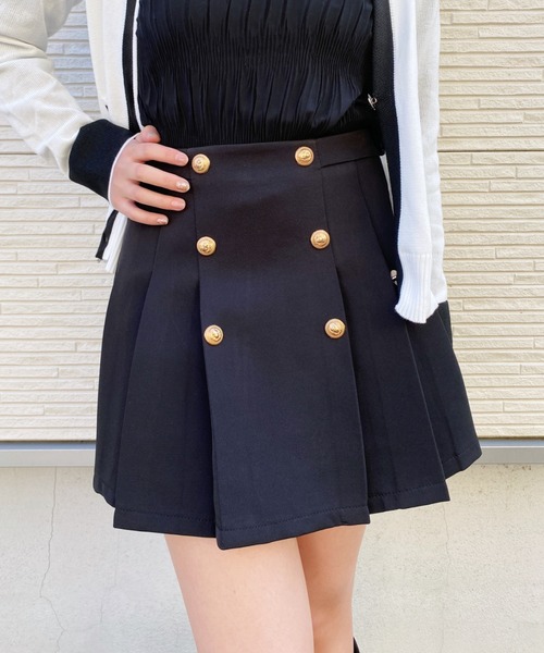 Loueme（ルエム）の「ゴールドボタンプリーツスカパン（スカート  