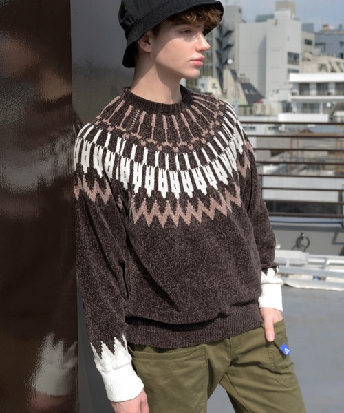 ８(eight)（エイト）の「ノルディック柄ニット（ニット/セーター・メンズ・ホワイト/ブラック/ネイビー/ブラウン/サックスブルー・MEDIUM/LARGE）」の4枚目の写真
