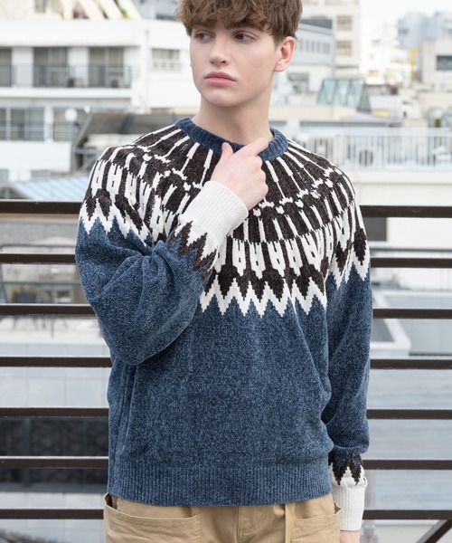 ８(eight)（エイト）の「ノルディック柄ニット（ニット/セーター・メンズ・ホワイト/ブラック/ネイビー/ブラウン/サックスブルー・MEDIUM/LARGE）」の5枚目の写真
