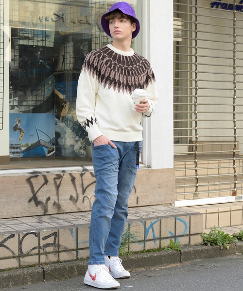 ８(eight)（エイト）の「ノルディック柄ニット（ニット/セーター・メンズ・ホワイト/ブラック/ネイビー/ブラウン/サックスブルー・MEDIUM/LARGE）」の8枚目の写真